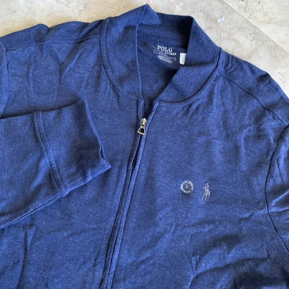 Polo Ralph Lauren Classic Full Zip Jersey Baseball Jacket Sz L Navy Heather NWT
